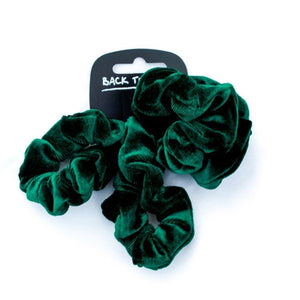 Green velvet slim scrunchie (4 pack)