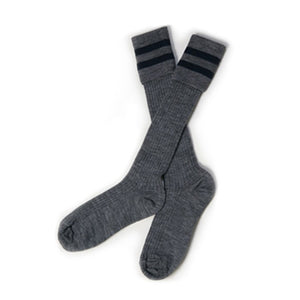 Long Grey Socks with Navy Stripe